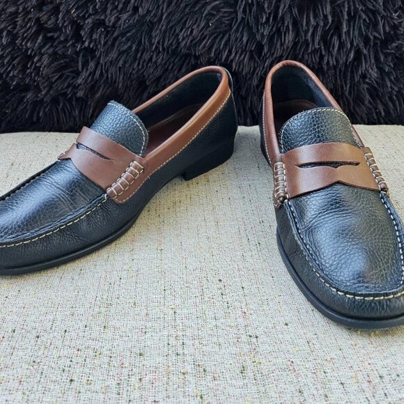 Florshiem Men Shoes Black/Brown Leather Upper Slip On Dress Shoes Size 8 - Picture 1 of 11